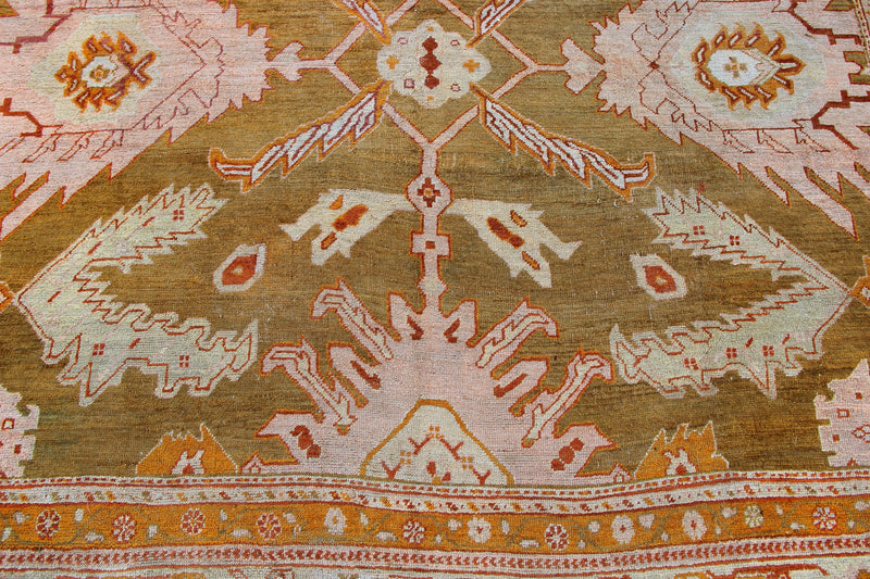Antique Oushak Carpet Pale Green 375 x 454cm / 12'4" x 14'11"