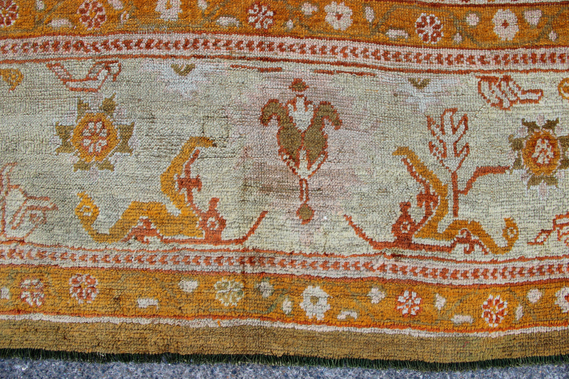 Antique Oushak Carpet Pale Green 375 x 454cm / 12'4" x 14'11"