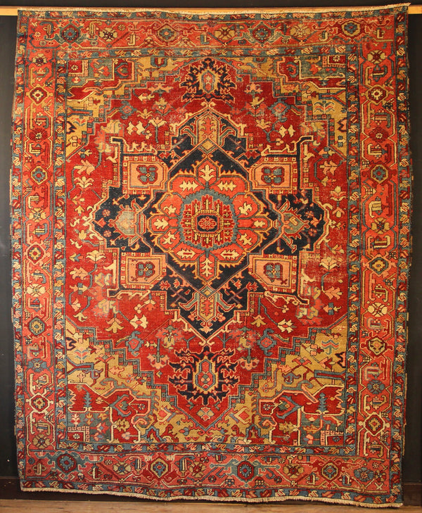 Antique Heriz Carpet Yellow Corners 261 x 309cm / 8'6" x 10'1"