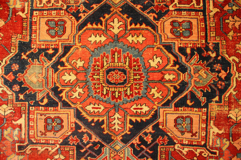 Antique Heriz Carpet Yellow Corners 261 x 309cm / 8'6" x 10'1"