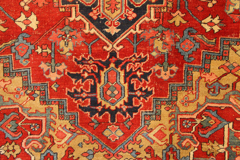 Antique Heriz Carpet Yellow Corners 261 x 309cm / 8'6" x 10'1"