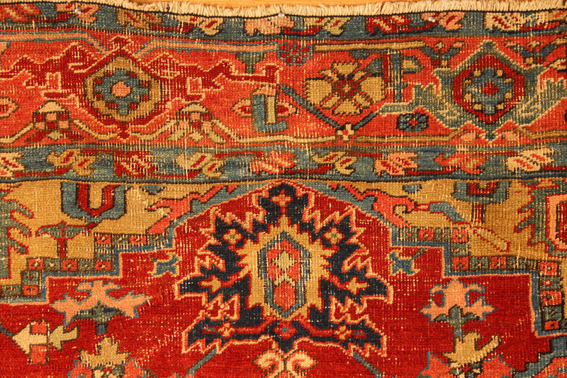 Antique Heriz Carpet Yellow Corners 261 x 309cm / 8'6" x 10'1"