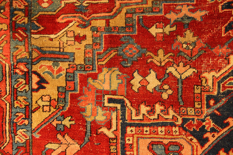 Antique Heriz Carpet Yellow Corners 261 x 309cm / 8'6" x 10'1"