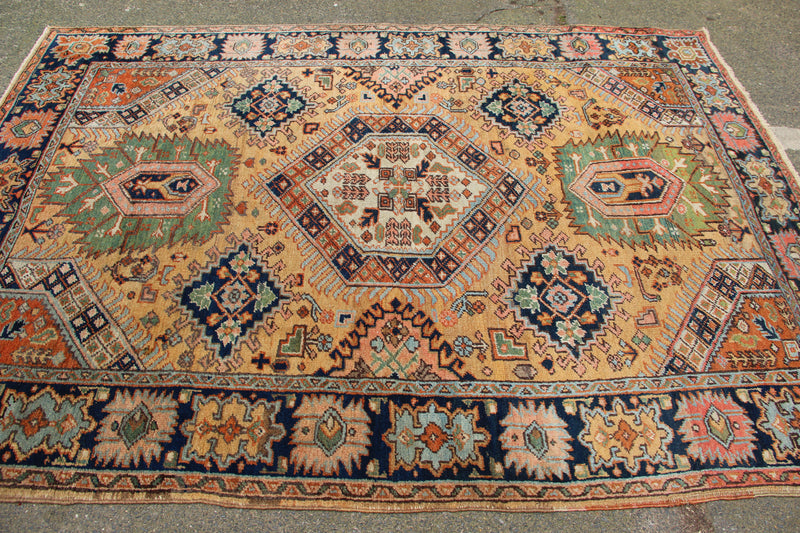 Antique Small Heriz Carpet, Yellow Ground 165 x 238cm / 5'4" x 7'9"